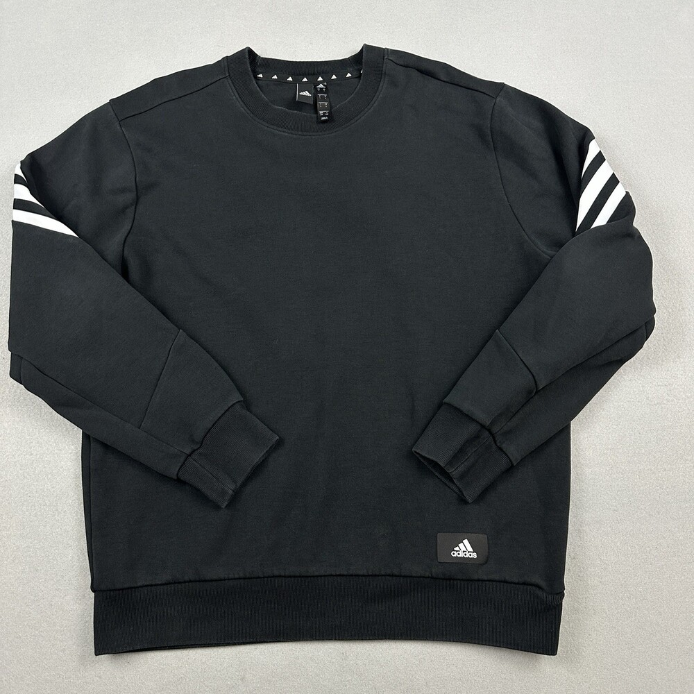 Adidas Sweatshirt Men Large Black White Future Icon Crewneck Pullover Logo L